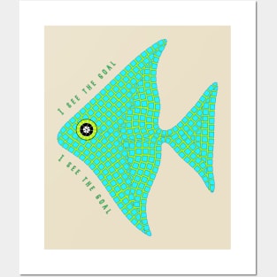 Aquamarine mosaic angelfish Posters and Art